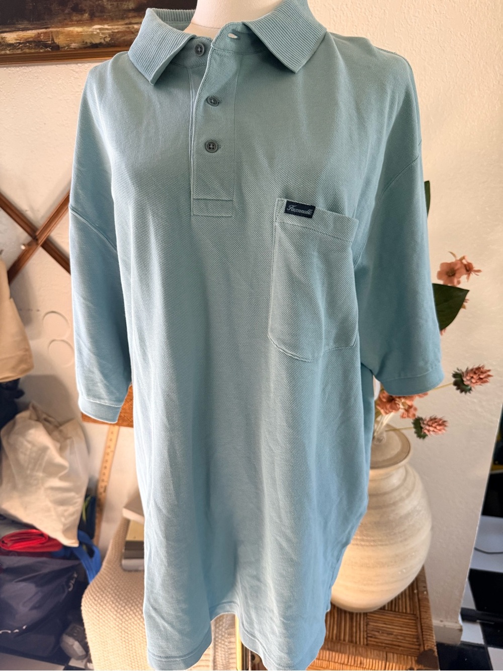 Faconnable Light Blue Men's Polo with Chest Pocket